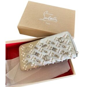 Authentic Christian Louboutin White Studded Wallet